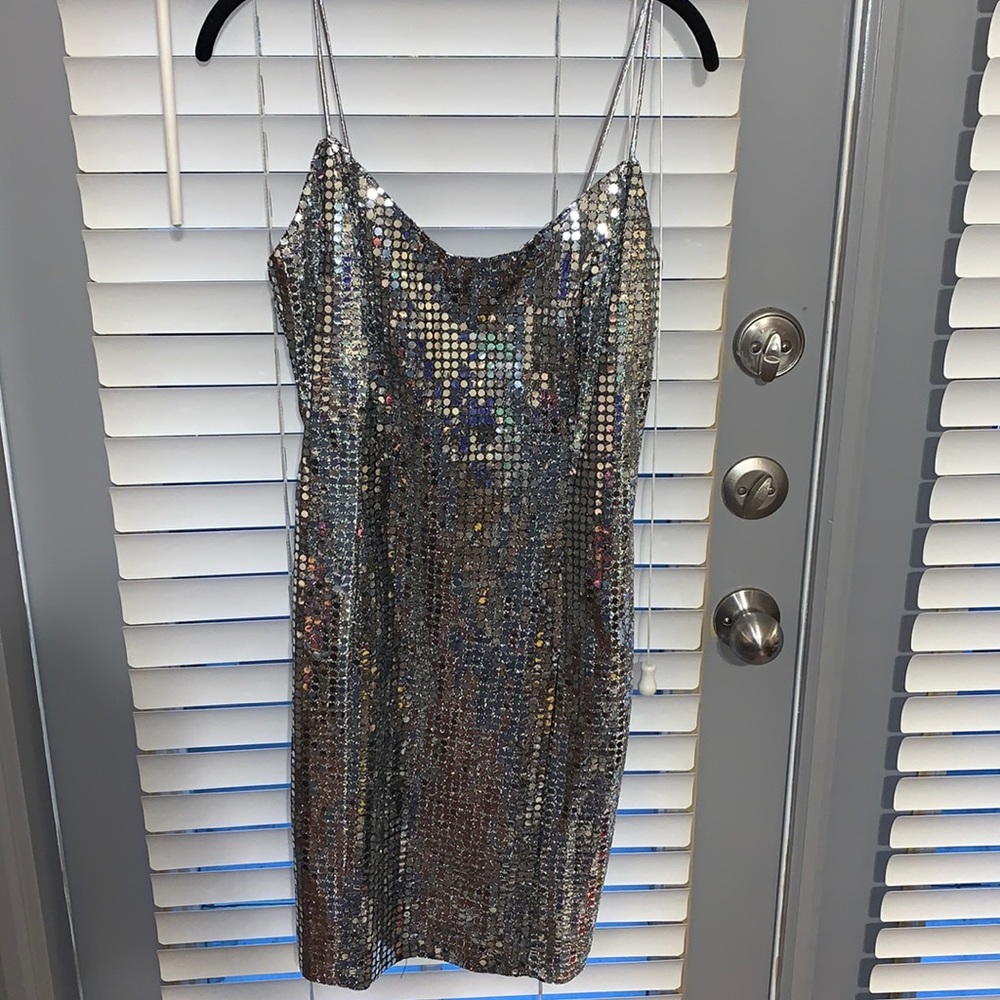 Silver sequin part dress